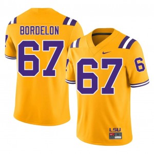 Elite Thread Bo Bordelon #67 Louisiana State Gold Jersey | Men University Football Embroidery Fan Gear 34671966