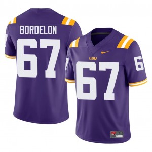 LSU Bo Bordelon #67 Purple Jersey | Pro Cut Stitch NCAA Football Men Apparel 15572006