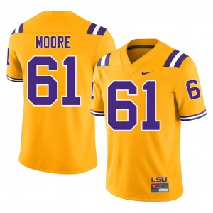 LSU Braelin Moore #61 Gold Jersey | Pro Cut Embroidery NCAA Football Men Apparel 19708530