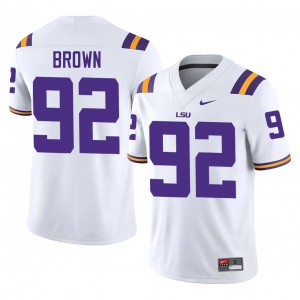#92 Brandon Brown LSU Tigers White Jersey | Elite Stitched Men Player Football Gear 86707679