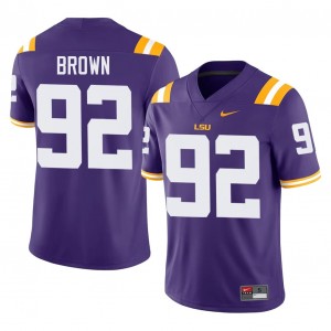 Purple Brandon Brown #92 LSU Jersey | Men High School Football Licensed Stitch 36334771