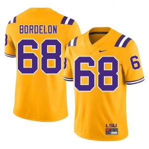 Gold Brett Bordelon #68 LSU Tigers Jersey | Men High School Football Fresh Embroidery 21067493