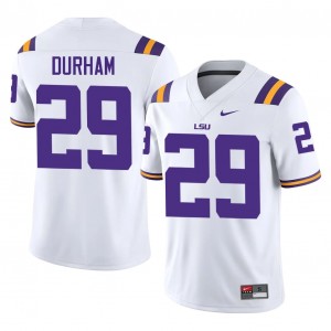 Officially Licensed Caden Durham #29 LSU White Jersey | Men University Football Stitched Fan Gear 53787364