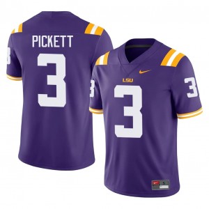 Geaux Tigers DJ Pickett #3 Purple Jersey | Essential Swen NCAA Football Men Apparel 52948159