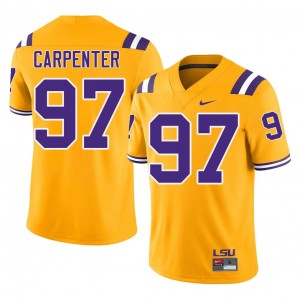 Gold Dylan Carpenter #97 Geaux Tigers Jersey | Men High School Football Limited Embroidery 84398782