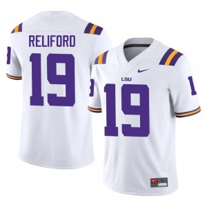 #19 Gabriel Reliford LSU White Jersey | Authentic Stitched Men Player Football Gear 34245985