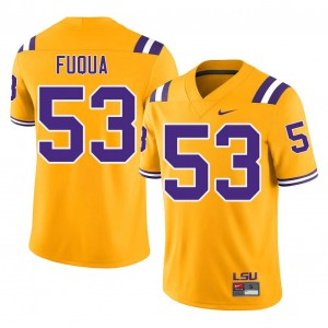 Gold Hayes Fuqua #53 LSU Tigers Jersey | Men High School Football Moisture Wicking Embroidery 37968958
