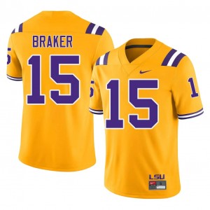 Gold Jaiden Braker #15 Geaux Tigers Jersey | Men High School Football Limited Embroidery 93519771