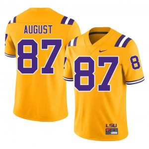 Gold Joey August #87 LSU Jersey | Men High School Football Licensed Embroidery 42128601
