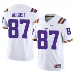 Top-Tier Joey August #87 Geaux Tigers White Jersey | Men University Football Stitched Fan Gear 27798470