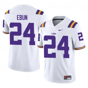 White Joseph Ebun #24 LSU Jersey | Men High School Football Licensed Stitched 91708136