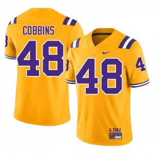 Kolaj Cobbins #48 LSU Jersey | Iconic Gold College Football Men Embroidery 27656557