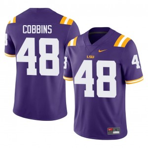 #48 Kolaj Cobbins LSU Tigers Purple Jersey | Alumni Stitch Men Player Football Gear 91181499