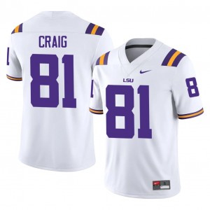 Landon Craig #81 LSU Jersey | Iconic White College Football Men Stitched 81404865