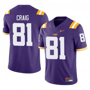 Geaux Tigers Landon Craig #81 Purple Jersey | Essential Swen NCAA Football Men Apparel 15157982