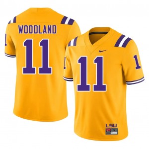 Louisiana State PJ Woodland #11 Gold Jersey | Genuine Embroidery NCAA Football Men Apparel 53341434