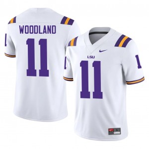 #11 PJ Woodland LSU Tigers White Jersey | Elite Stitched Men Player Football Gear 56497337