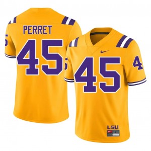 Gold Sean Perret #45 Geaux Tigers Jersey | Men High School Football Limited Embroidery 40399087