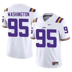 LSU Shone Washington #95 White Jersey | Pro Cut Stitched NCAA Football Men Apparel 33932386