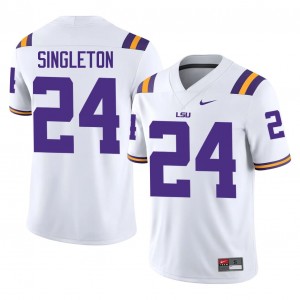 #24 Tylen Singleton Geaux Tigers White Jersey | Classic Stitched Men Player Football Gear 30289714
