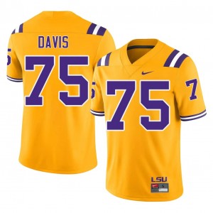 Geaux Tigers Weston Davis #75 Gold Jersey | Essential Embroidery NCAA Football Men Apparel 88456368