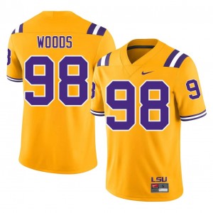 Officially Licensed Achilles Woods #98 LSU Gold Jersey | Men University Football Embroidery Fan Gear 30166059