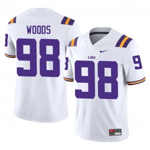 Achilles Woods #98 Geaux Tigers Jersey | Pro-Grade White College Football Men Stitched 71617046
