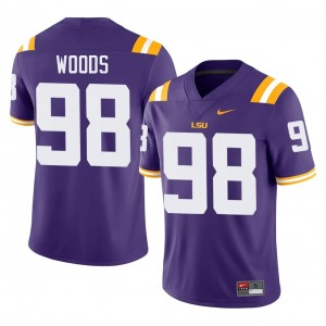 Louisiana State Achilles Woods #98 Purple Jersey | Genuine Stitch NCAA Football Men Apparel 56011813