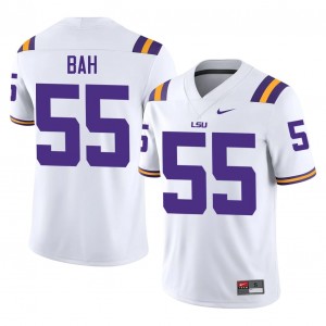 #55 Aliou Bah LSU Tigers White Jersey | Elite Stitched Men Player Football Gear 72085497
