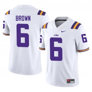 #6 Barion Brown Geaux Tigers White Jersey | Classic Stitched Men Player Football Gear 65453469