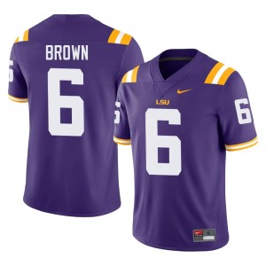 Purple Barion Brown #6 Louisiana State Jersey | Men High School Football Moisture Wicking Stitch 23215980