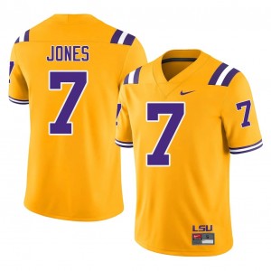 Gold Bert Jones #7 Louisiana State Jersey | Men High School Football Moisture Wicking Embroidery 78302004