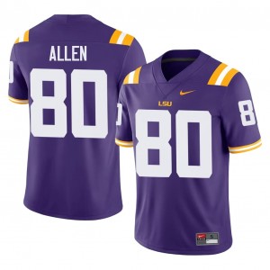 Purple Brayden Allen #80 LSU Tigers Jersey | Men High School Football Moisture Wicking Stitch 21680452