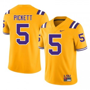 Gold DJ Pickett #5 LSU Tigers Jersey | Men High School Football Fresh Embroidery 80251139