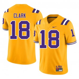 Durable Damone Clark #18 Fighting Tigers Gold Jersey | Men University Football Embroidery Fan Gear 40905632