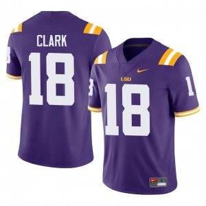 Geaux Tigers Damone Clark #18 Purple Jersey | Essential Swen NCAA Football Men Apparel 43960908