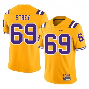 #69 Darrin Strey LSU Tigers Gold Jersey | Alumni Embroidery Men Player Football Gear 51283054