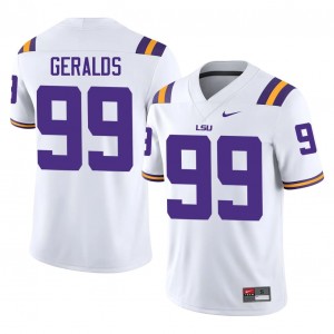 White Deuce Geralds #99 LSU Tigers Jersey | Men High School Football Fresh Stitched 73691723