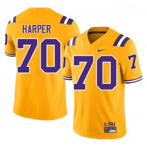 Fighting Tigers Devin Harper #70 Gold Jersey | Premium Embroidery NCAA Football Men Apparel 78350901