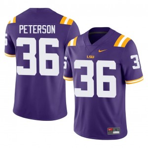 Purple Emari Peterson #36 Louisiana State Jersey | Men High School Football Moisture Wicking Stitch 61625486