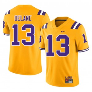 Durable Faheem Delane #13 LSU Tigers Gold Jersey | Men University Football Embroidery Fan Gear 55087680