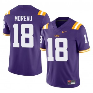 LSU Foster Moreau #18 Purple Jersey | Pro Cut Stitch NCAA Football Men Apparel 69017464