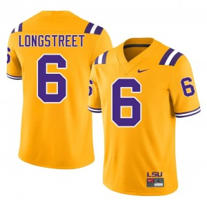 Elite Thread Husan Longstreet #6 LSU Tigers Gold Jersey | Men University Football Embroidery Fan Gear 45125310