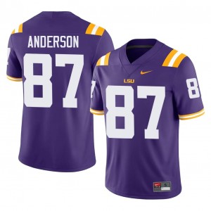#87 JC Anderson LSU Purple Jersey | Authentic Stitch Men Player Football Gear 21417367