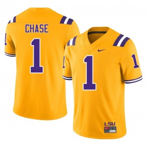 Ja'Marr Chase #1 LSU Jersey | Iconic Gold College Football Men Embroidery 67228364