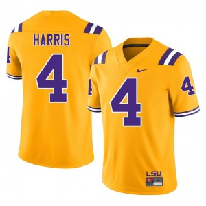LSU Jackson Harris #4 Gold Jersey | Pro Cut Embroidery NCAA Football Men Apparel 90852152
