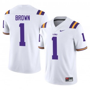 Geaux Tigers Jayce Brown #1 White Jersey | Essential Stitched NCAA Football Men Apparel 61281321