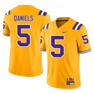 #5 Jayden Daniels LSU Gold Jersey | Authentic Embroidery Men Player Football Gear 69460258