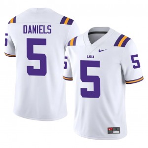 White Jayden Daniels #5 Geaux Tigers Jersey | Men High School Football Limited Stitched 46919342