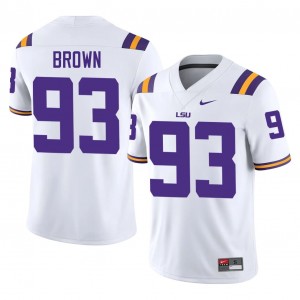 LSU Jaylen Brown #93 White Jersey | Pro Cut Stitched NCAA Football Men Apparel 49003771
